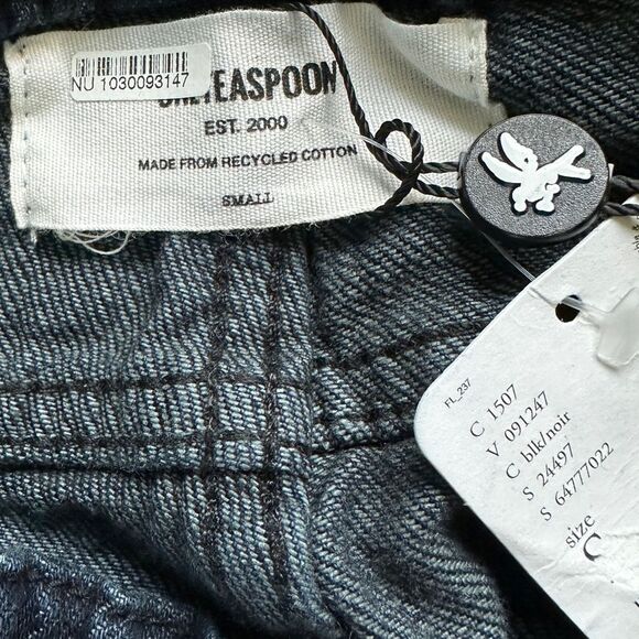 NWT Free People x One Teaspoon Navy/Fox Black Shabbies Drawstring Denim Jogger S - Picture 11 of 16